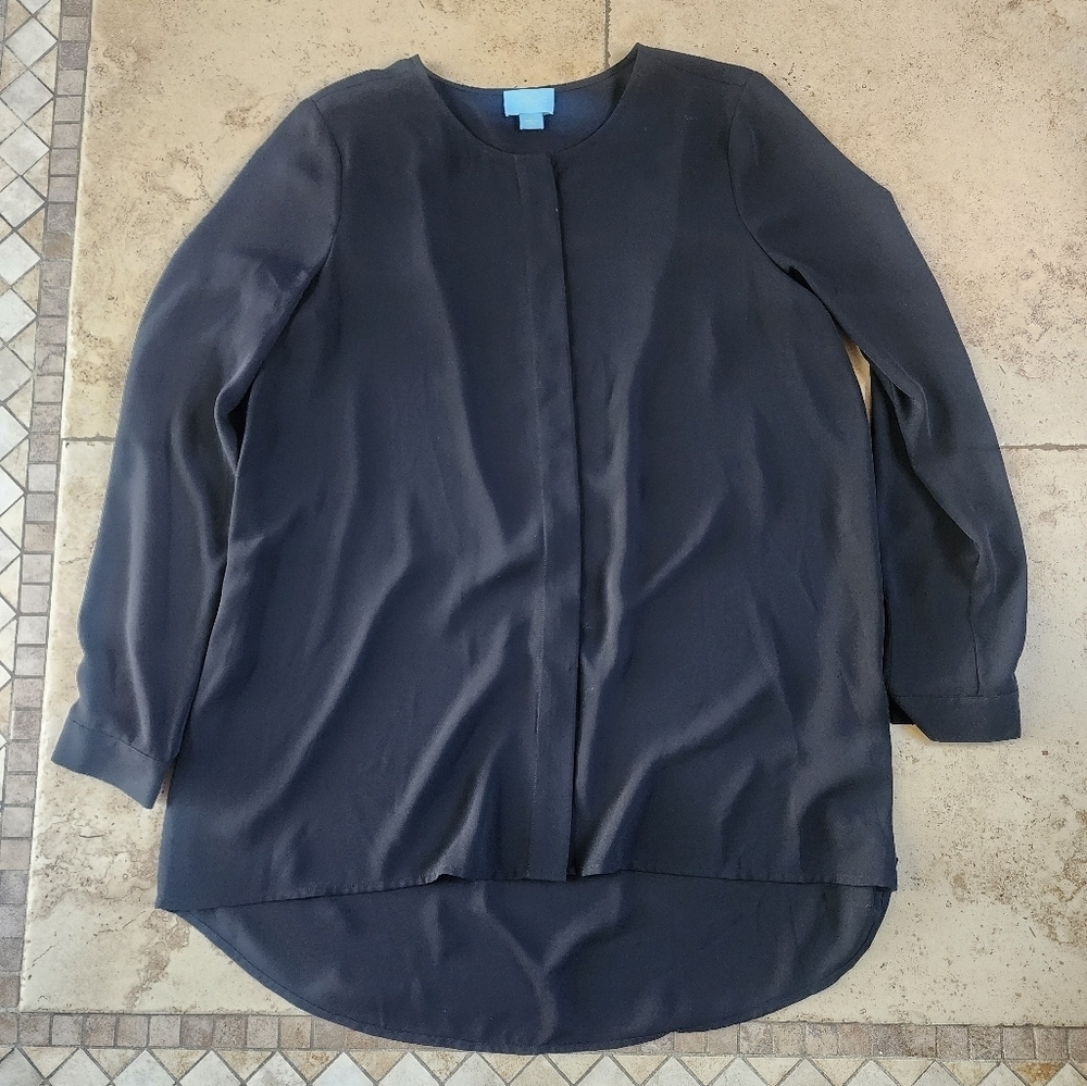 CeCe Black Long Sleeve Blouse
